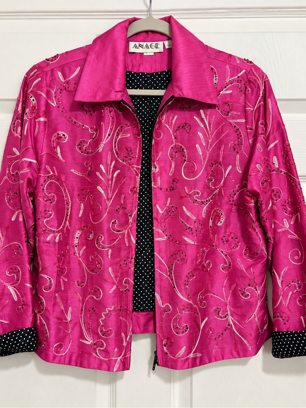 Anage Hot Pink Embroidered Button-Down Top